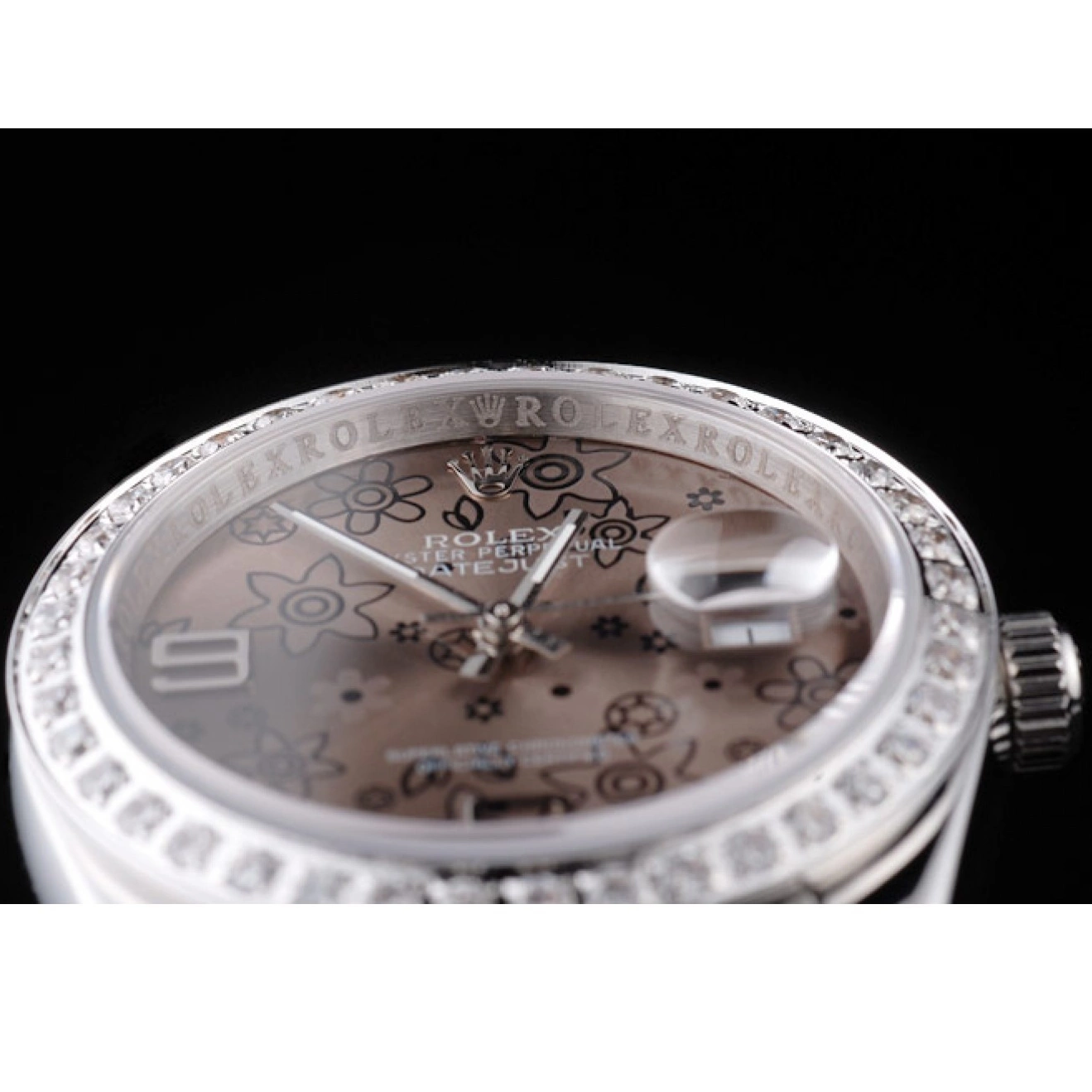 Rolex copies cheap Dial Datejust Diamond Steel Brown Stainless Rolex Polished Plated Flowers 0823